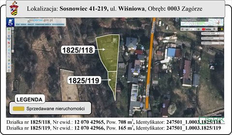 Działka 837 m² w Sosnowcu Zagórze - inwestycyjna lokalizacja działka Sosnowiec, Zagórze, Wiśniowa