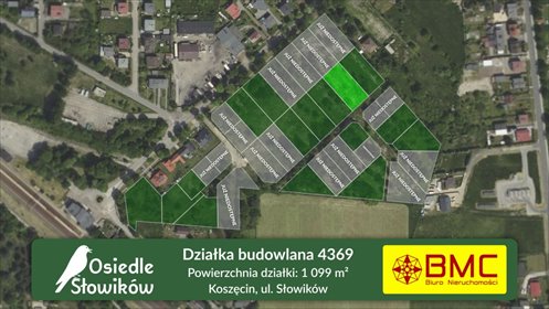 działka na sprzedaż 1099m2 działka Koszęcin, Słowików