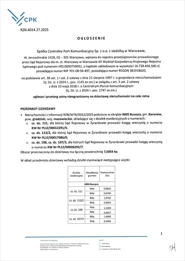 działka na wynajem 75054m2 działka Buszyce