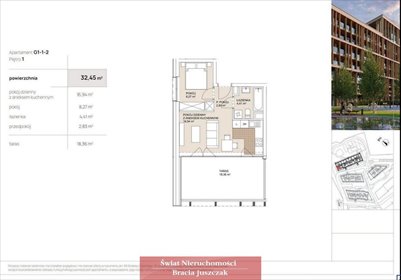 Nowoczesny 2-pokojowy apartament 32,45 m² z garażem w Szczepinie mieszkanie Wrocław, Szczepin, Szczepin