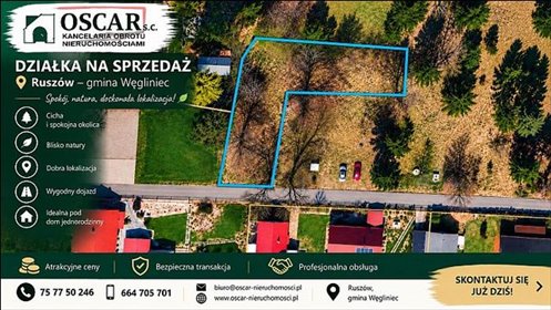 działka na sprzedaż 800m2 działka Ruszów