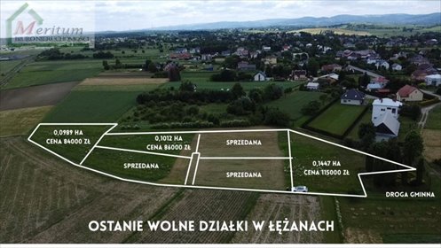 działka na sprzedaż 1000m2 działka Łężany