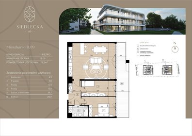 mieszkanie na sprzedaż 78m2 mieszkanie Bydgoszcz, Czyżkówko, Siedlecka