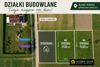 Działka 1130m2 z warunkami zabudowy, media, spokojna okolica działka Suraż