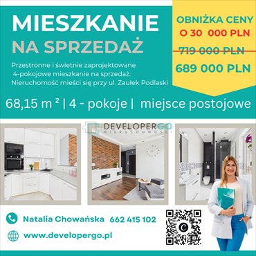 Do sprzedania przestronne 4-pokojowe mieszkanie z windą w Białymstoku mieszkanie Białystok, Skorupy, Zaułek Podlaski