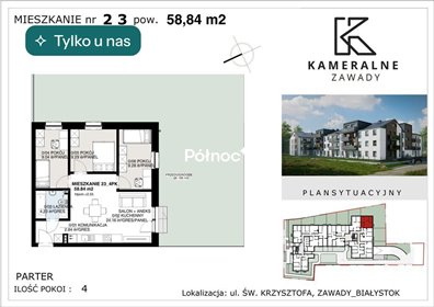 mieszkanie na sprzedaż 59m2 mieszkanie Białystok, Zawady