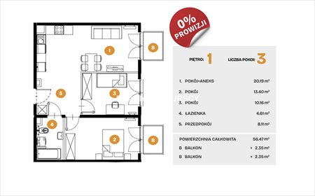 mieszkanie na sprzedaż 56m2 mieszkanie Kraków, Bronowice, Bronowice, Na Błonie