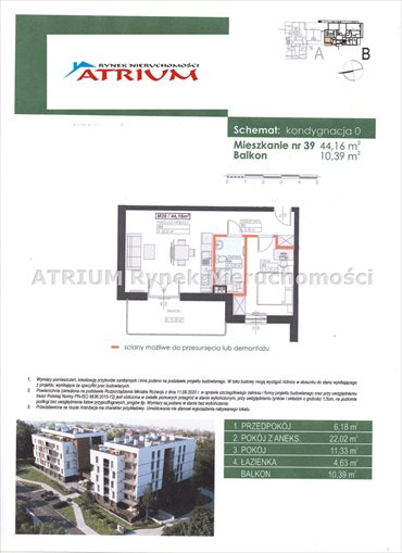 mieszkanie na sprzedaż 44m2 mieszkanie Piotrków Trybunalski, Wyzwolenia