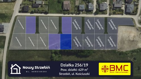 działka na sprzedaż 629m2 działka Strzebiń, Kościuszki
