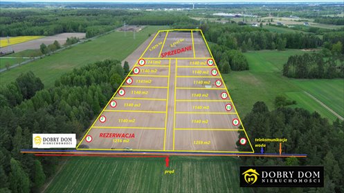 działka na sprzedaż 1140m2 działka Pomigacze