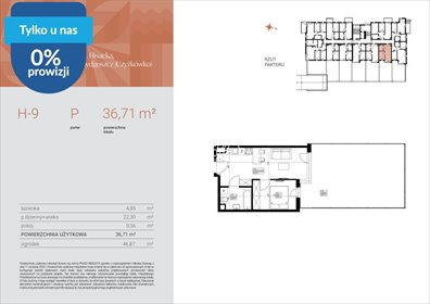 Dwupokojowe mieszkanie 36,71 m2 na sprzedaż w Czyżkówku mieszkanie Bydgoszcz, Czyżkówko, Flisacka