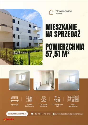 Nowoczesne 3-pokojowe mieszkanie z balkonem i garażem mieszkanie Poznań, Naramowice, Naramowicka