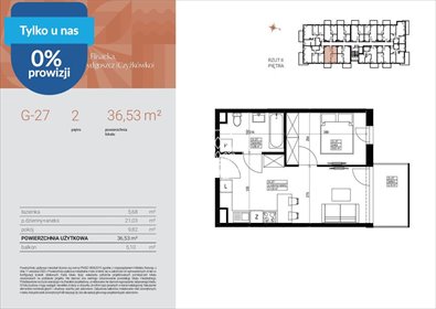 Dwupokojowe mieszkanie na sprzedaż w Czyżkówku, 36,53 m2 mieszkanie Bydgoszcz, Czyżkówko, Flisacka