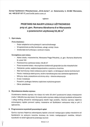 lokal użytkowy na wynajem 54m2 lokal użytkowy Warszawa, Praga-Południe, Gocław, gen. Romana Abrahama