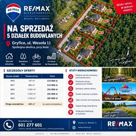 działka na sprzedaż 805m2 działka Gryfice, Wesoła