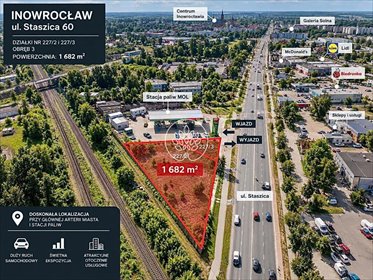 Na sprzedaż działka komercyjna 1682 m² przy stacji MOL w Inowrocławiu działka Inowrocław, Stanisława Staszica