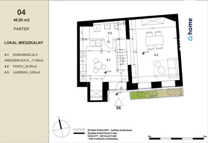 Poznań, Gwarna, 49 m² w zabytkowej kamienicy (balkony/tarasy) mieszkanie Poznań, Gwarna
