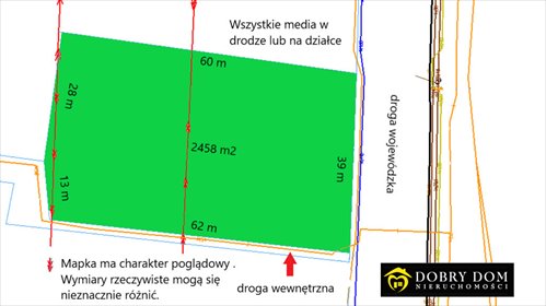 Działka komercyjna 2458 m² z zatwierdzonym zjazdem, media, MPZP działka Hryniewicze