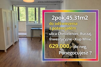 mieszkanie na sprzedaż 45m2 mieszkanie Kraków, Dębniki, Ruczaj, Chmieleniec