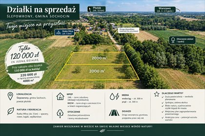 Działka 2000 m² w Ślepowronach (spokojna okolica) działka Ślepowrony