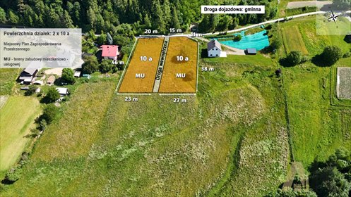 Działki budowlane z widokiem na Beskid - spokojna okolica działka Grybów
