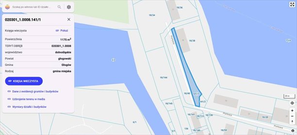 działka na sprzedaż 1175m2 działka Głogów, Portowa