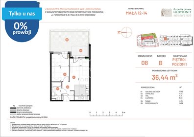 Nowe Horyzonty: 36,44 m² z ogródkiem i tarasem mieszkanie Bydgoszcz, Fordońska