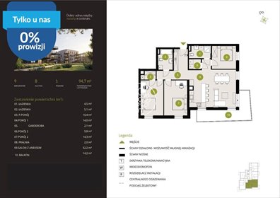 Sprzedam nowoczesne 4-pokojowe mieszkanie 94,7 m² w Bydgoszczy mieszkanie Bydgoszcz, Flisy, Mińska
