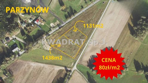 Sprzedam działki w Parzynowie 1131 m² i 1438 m² w spokojnej okolicy działka Parzynów