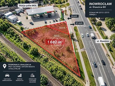 Działka komercyjna przy stacji MOL - duży ruch i widoczność działka Inowrocław, Stanisława Staszica