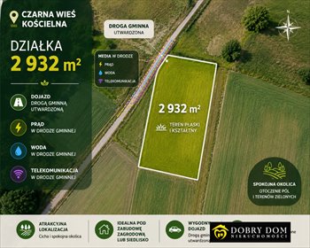 Działka 2933 m² z warunkami zabudowy w Czarna Wieś Kościelna działka Czarna Wieś Kościelna