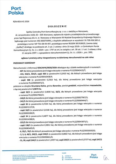 działka na wynajem 295903m2 działka Baranów