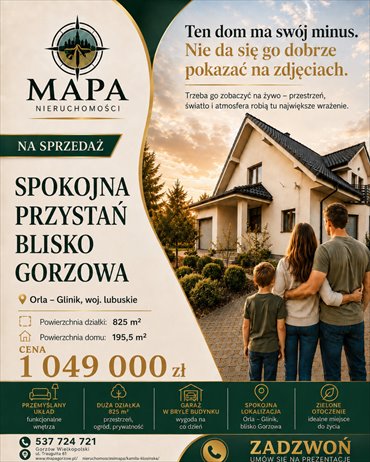 Na sprzedaż przestronny dom 195 m² z ogrodem i garażami w Gliniku dom Glinik, Orla