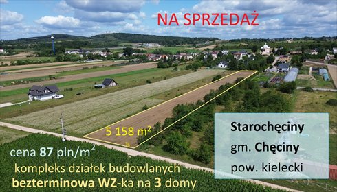 Do sprzedania działki budowlane 5158 m² z WZ w Chęcinach działka Chęciny, Starochęciny