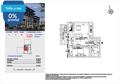 Do sprzedania przestronne 2-pokojowe mieszkanie 42 m² w Bydgoszczy mieszkanie Bydgoszcz, Bartodzieje, Ceramiczna
