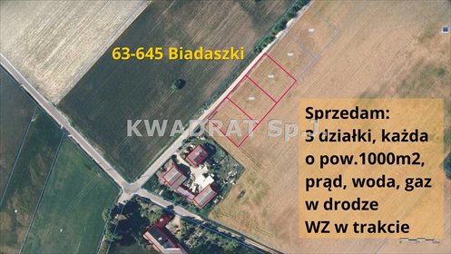 Atrakcyjne działki budowlane w Biadaszkach – prostokąt, media działka Biadaszki