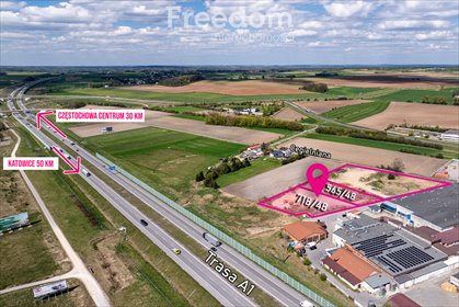 Sprzedam działkę inwestycyjną 5 271 m² przy A1 z potencjałem logistycznym działka Woźniki, Cegielniana