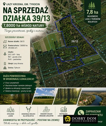 Na sprzedaż 7,8 ha działki leśno-rolnej w Łazy Małe działka Łazy Małe
