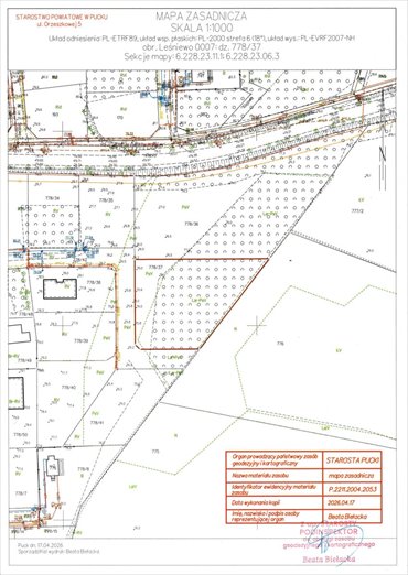 działka na sprzedaż 2369m2 działka Leśniewo, Pucka