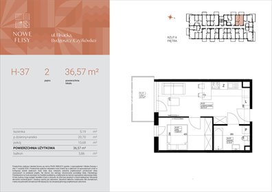mieszkanie na sprzedaż 37m2 mieszkanie Bydgoszcz, Czyżkówko, Flisacka