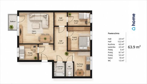 Sprzedam przestronne mieszkanie 63,9 m² w Rzeszowie mieszkanie Rzeszów, Podwisłocze