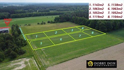 działka na sprzedaż 1052m2 działka Skrybicze