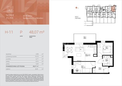 mieszkanie na sprzedaż 48m2 mieszkanie Bydgoszcz, Czyżkówko, Flisacka