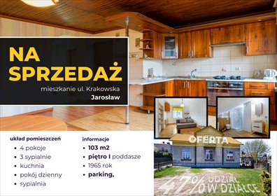 Polecam przestronne 103 m² mieszkanie bezczynszowe w Jarosławiu mieszkanie Jarosław, Krakowska