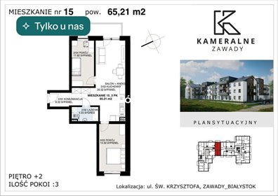 Do sprzedania nowoczesne 3-pokojowe mieszkanie z balkonem w Zawadach mieszkanie Białystok, Zawady