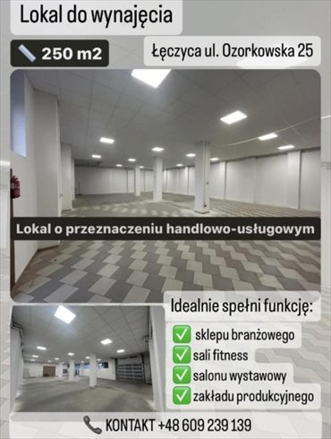 lokal użytkowy na wynajem 257m2 lokal użytkowy Łęczyca, Ozorkowska