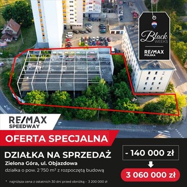 działka na sprzedaż 2750m2 działka Zielona Góra, Objazdowa