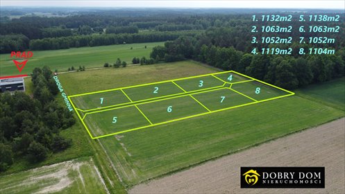 działka na sprzedaż 1052m2 działka Skrybicze