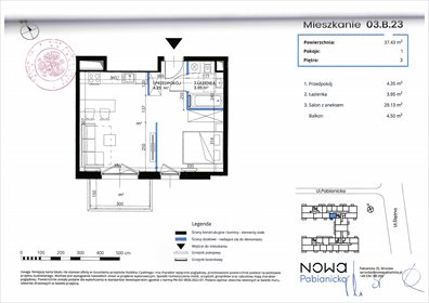 mieszkanie na sprzedaż 37m2 mieszkanie Wrocław, Nowa Nabianicka, Pabianicka
