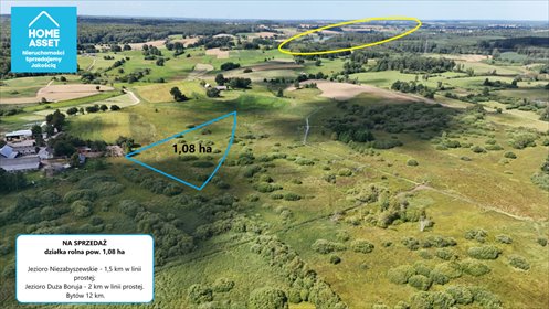 Działka rolna 1,08 ha w malowniczej okolicy (bez obciążeń) działka Rekowo, Brynki Rekowskie
